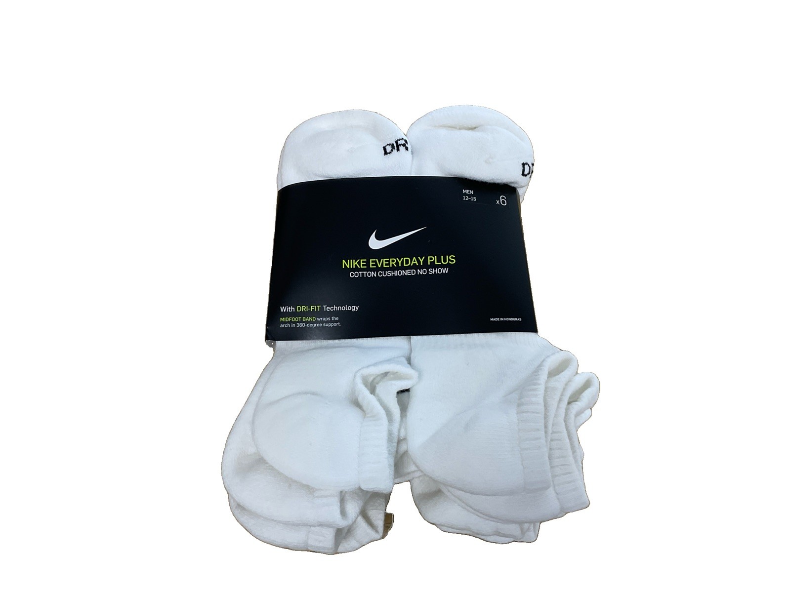 Nike Everyday Plus Cushion No Show Dri-Fit 6 Pack Mens Size XL (M 12-15) NWT