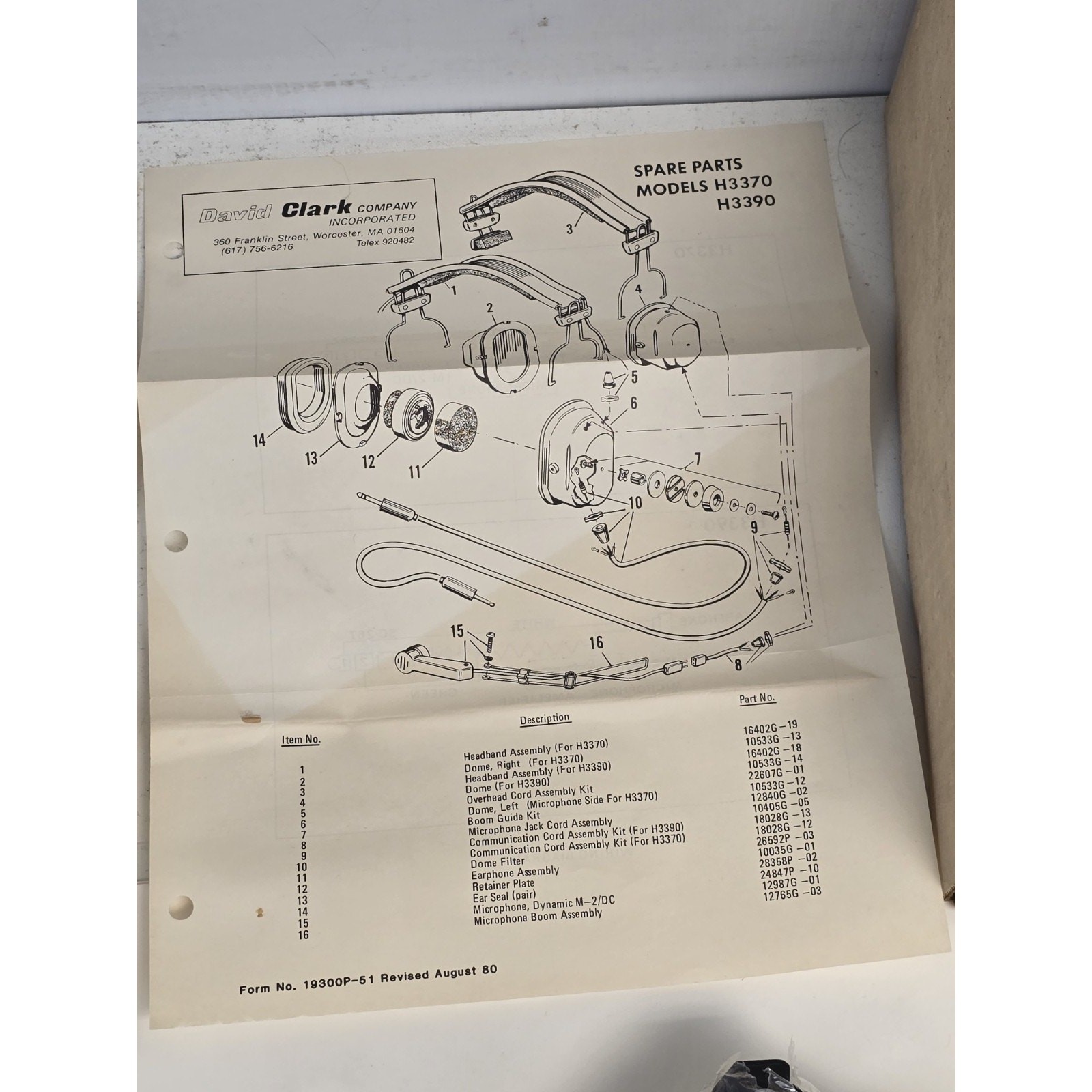 DAVID CLARK Model H3390 Aviation Headset with M2 Microphone New in Box