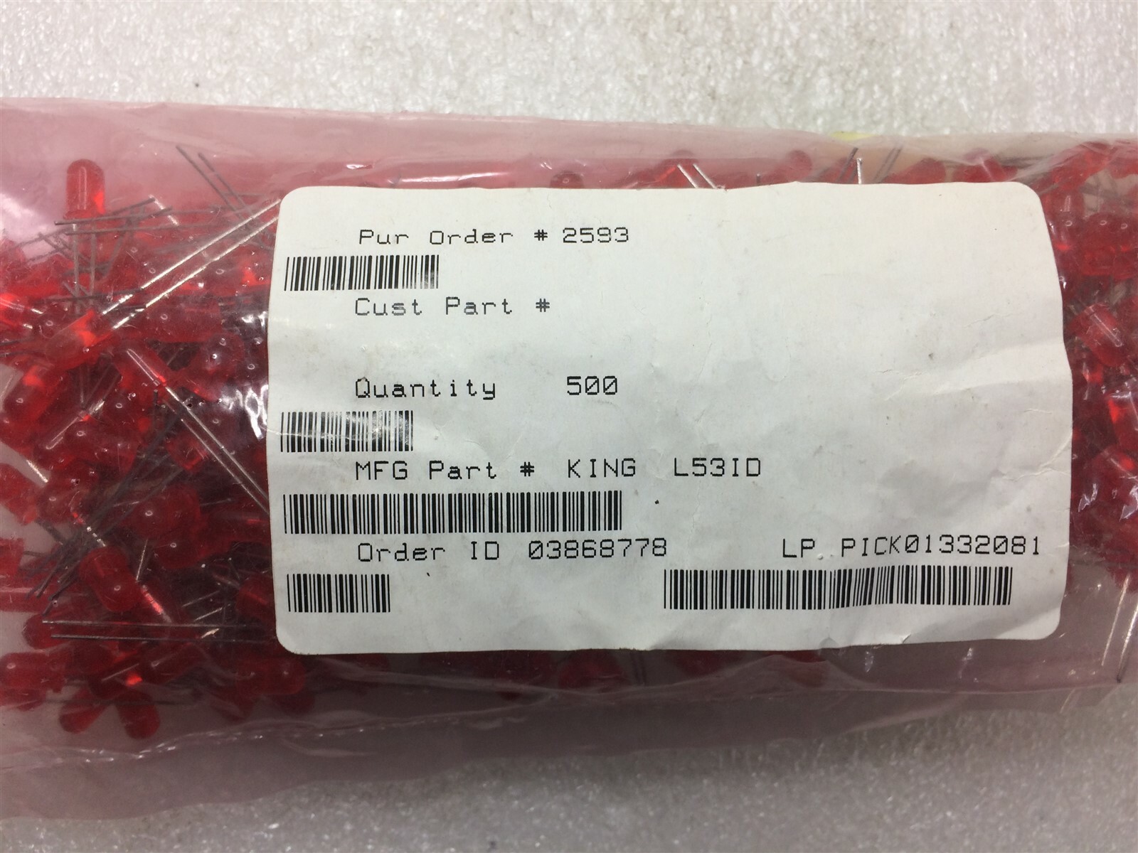 L53ID KINGBRIGHT LED Uni-Color Hi-Eff. Red 627nm 2-Pin 50 PIECES