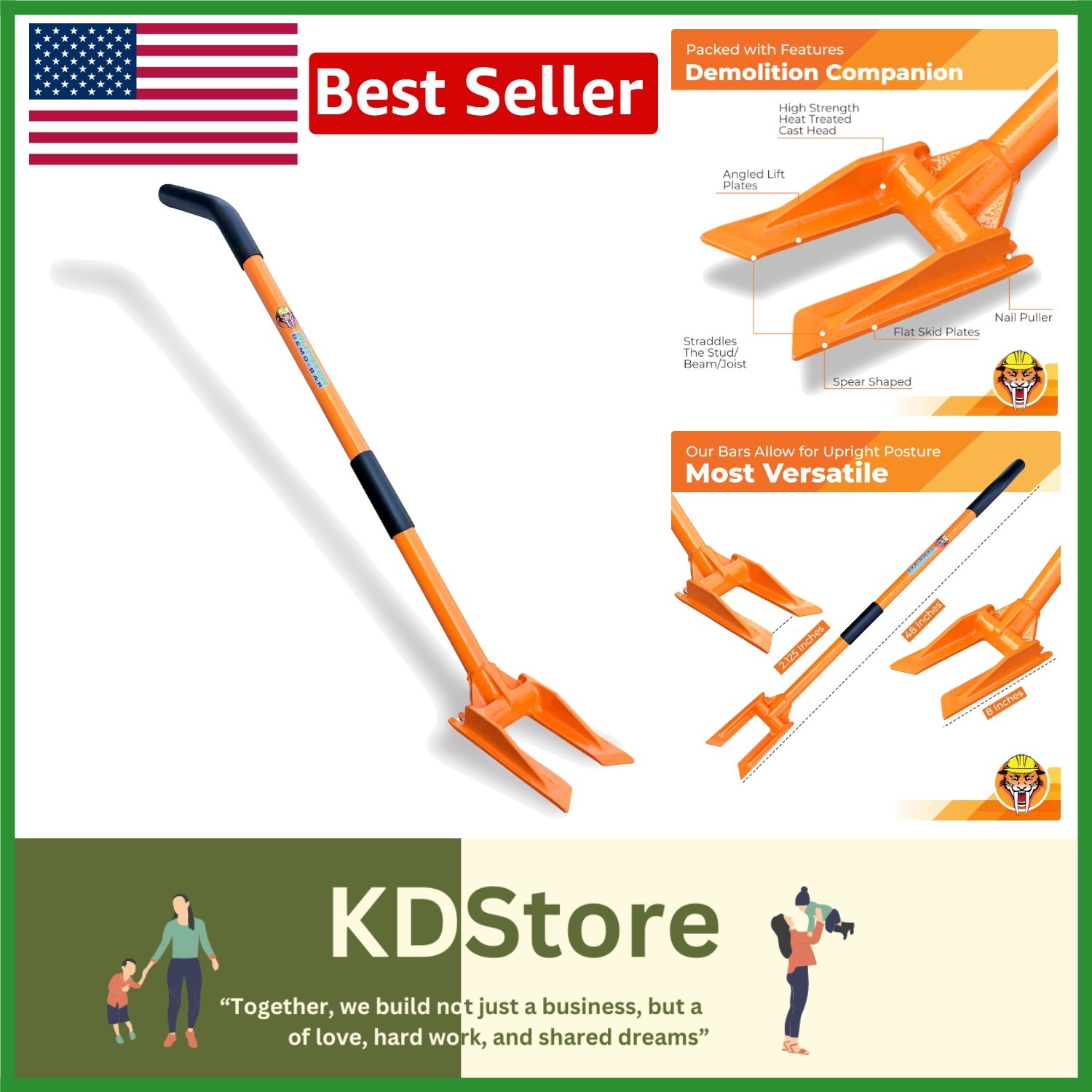 48” Heavy-Duty Demolition Bar—Ultimate Wrecking & Multi-Tool for Pros & DIY