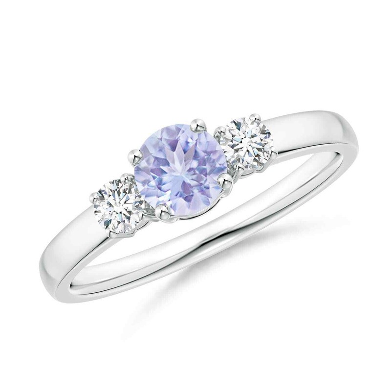 Tanzanite Gemstone Wife Three-stone Engagement Ring Jewelry Sterling Silver
