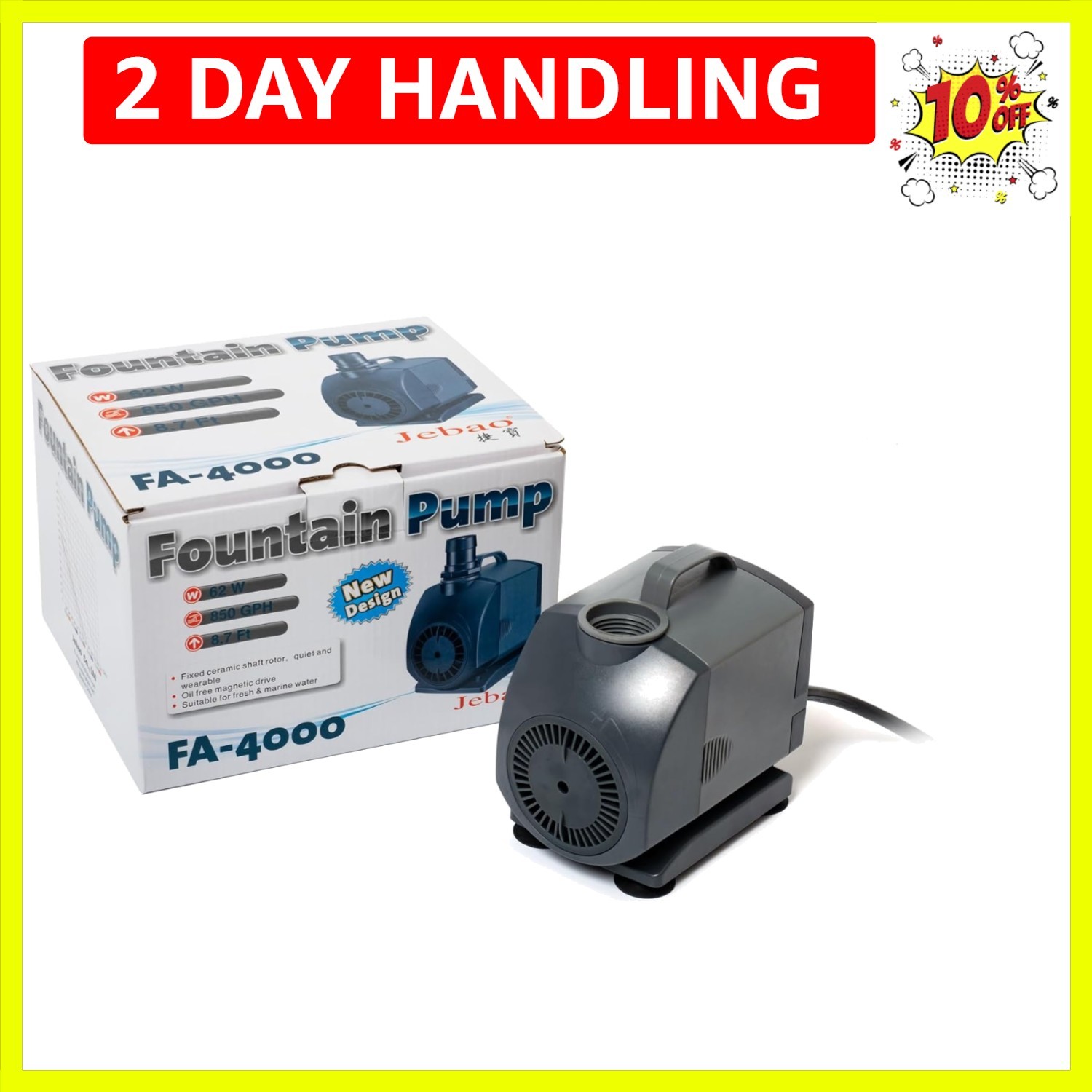 Submersible Fountain Pump for Hydroponics, Aquaponics, Waterfall, Fish Pond F...