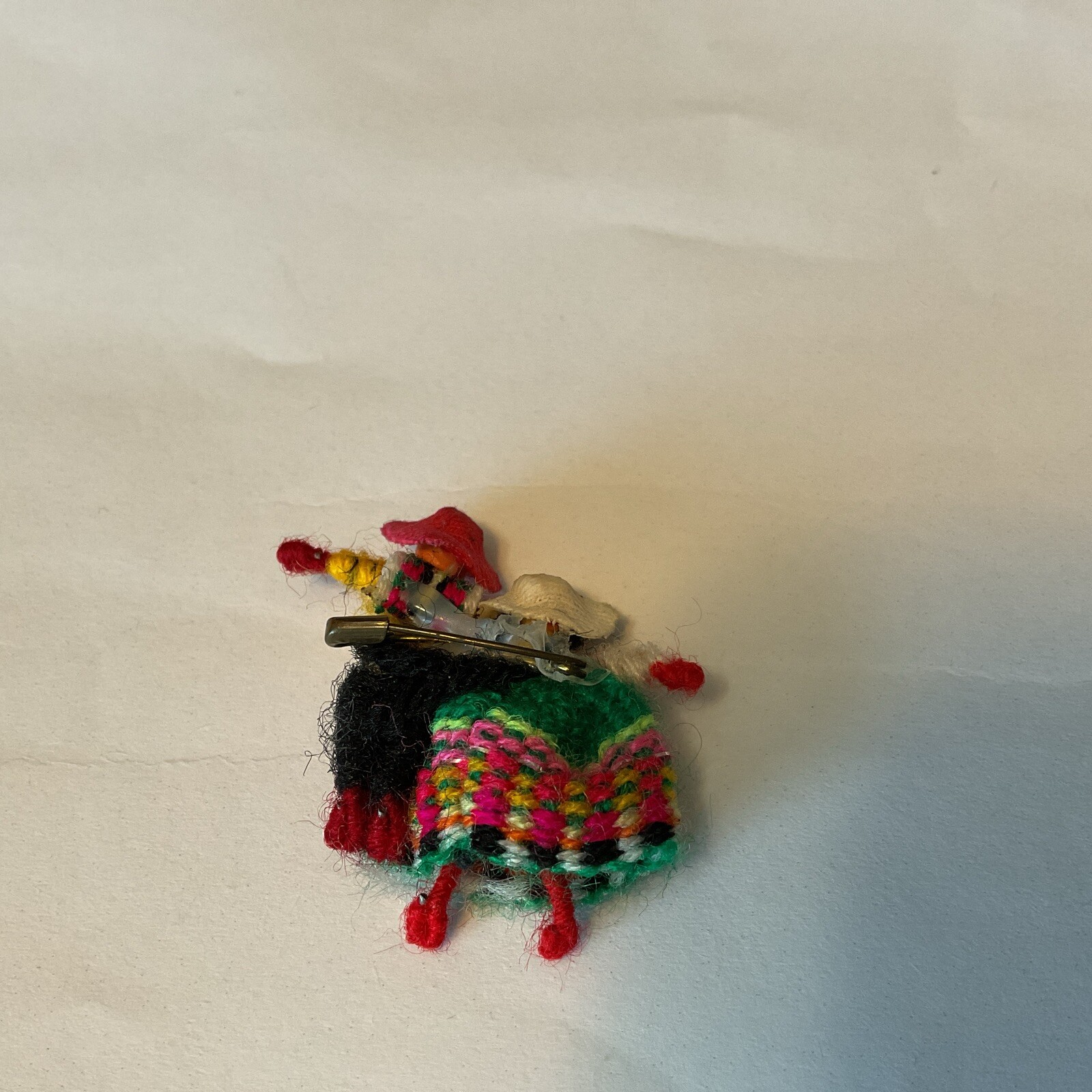 Peruvian Worry Doll Pin Tiny Handmade Peru Couple Brooch