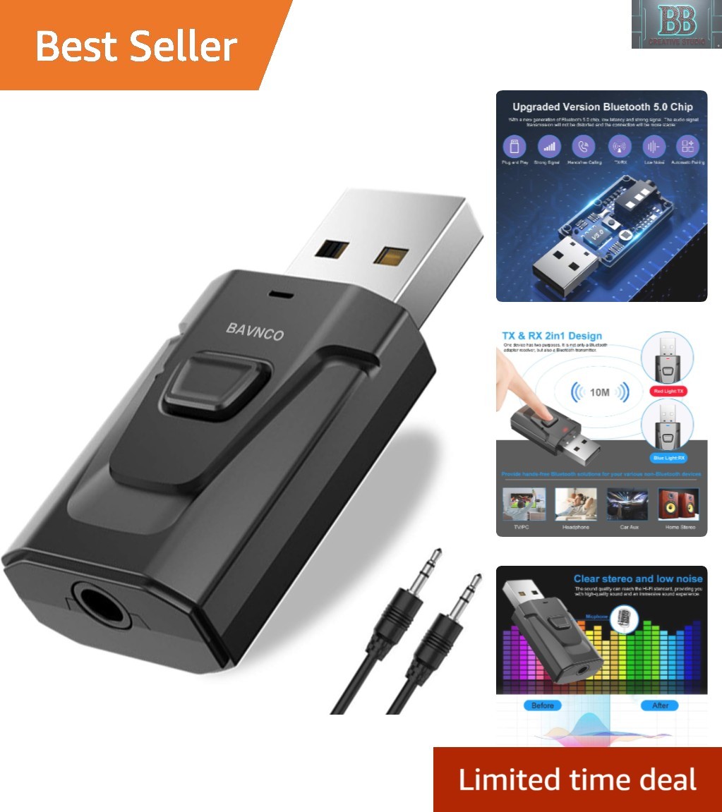 Mini Bluetooth 5.0 Music Receiver - Hands-Free Car Kit with Automatic Connection