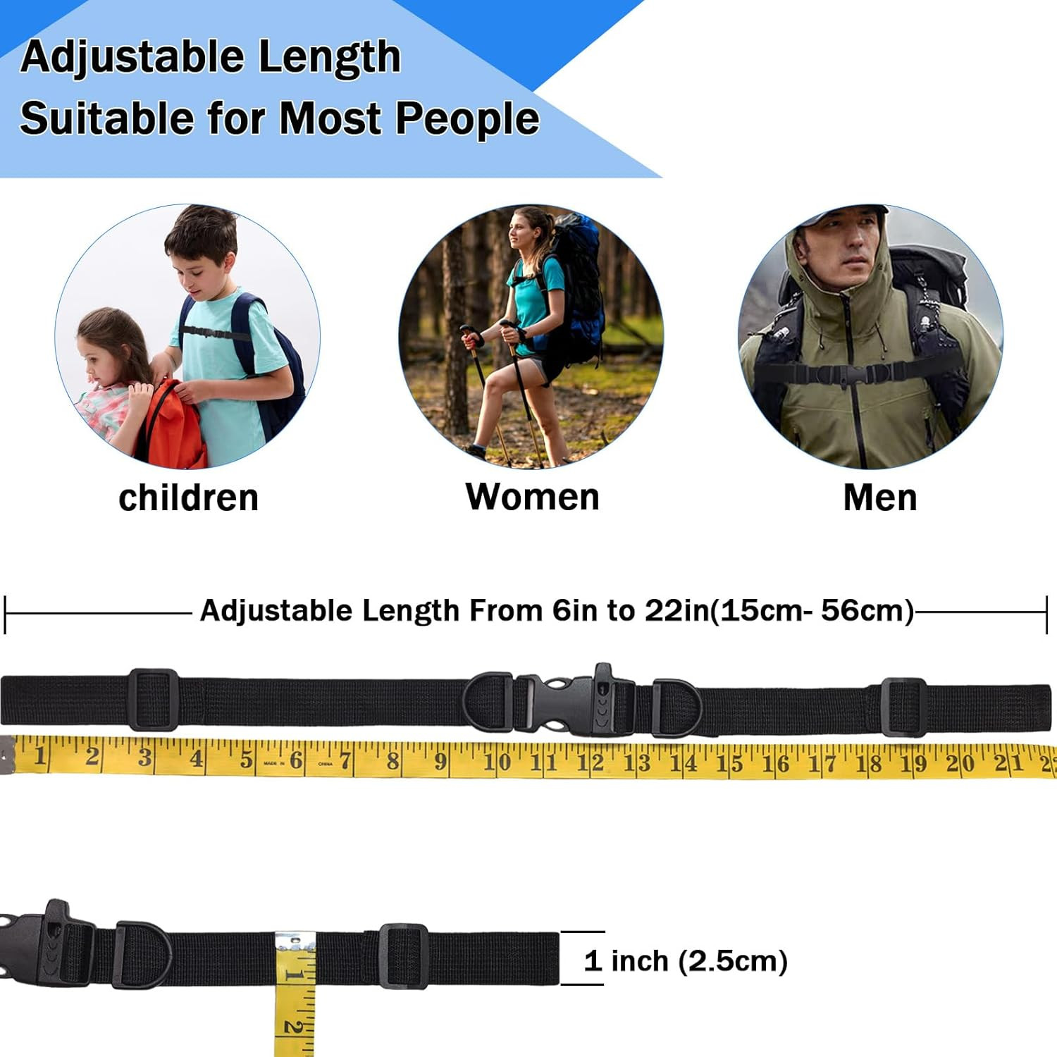 2 PCS Backpack Chest Strap Add On, Adjustable Sternum Straps for Backpacks and S