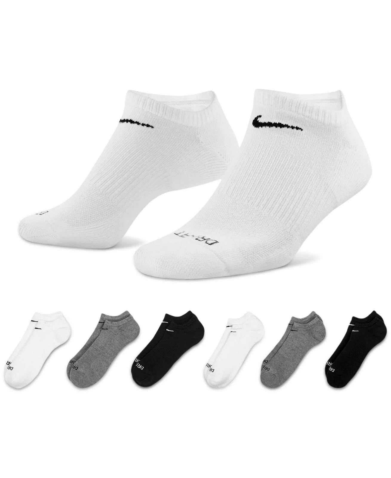 Nike Everyday Plus Cushioned No Show Socks Size M-L Multi New SX6898-964