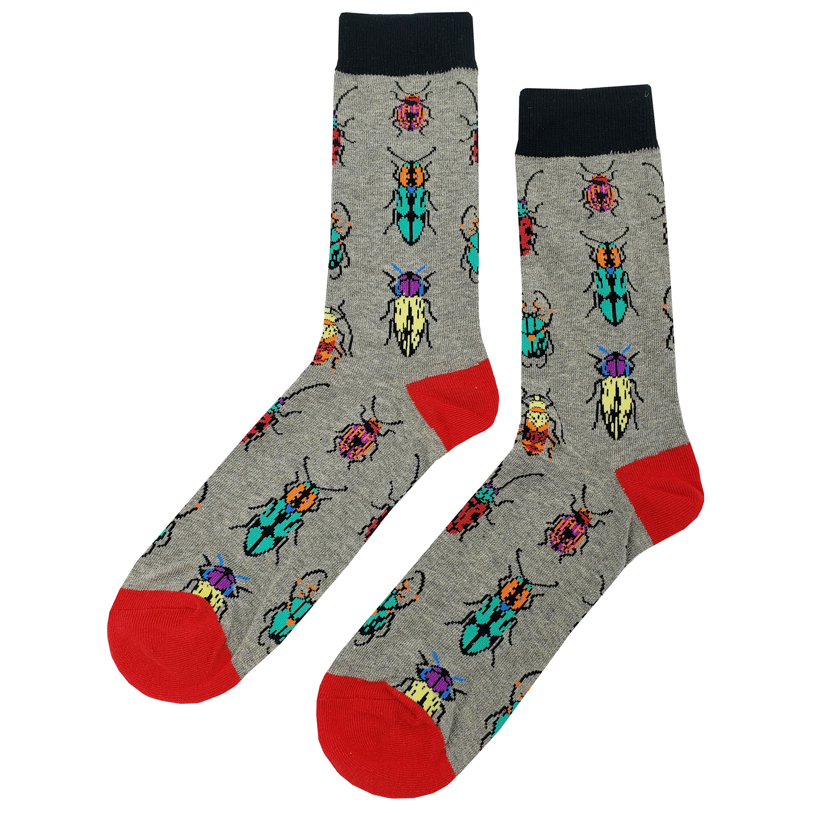 NWT Beetle Collection Dress Socks Novelty Men 8-12 Gray Crazy Fun Sockfly