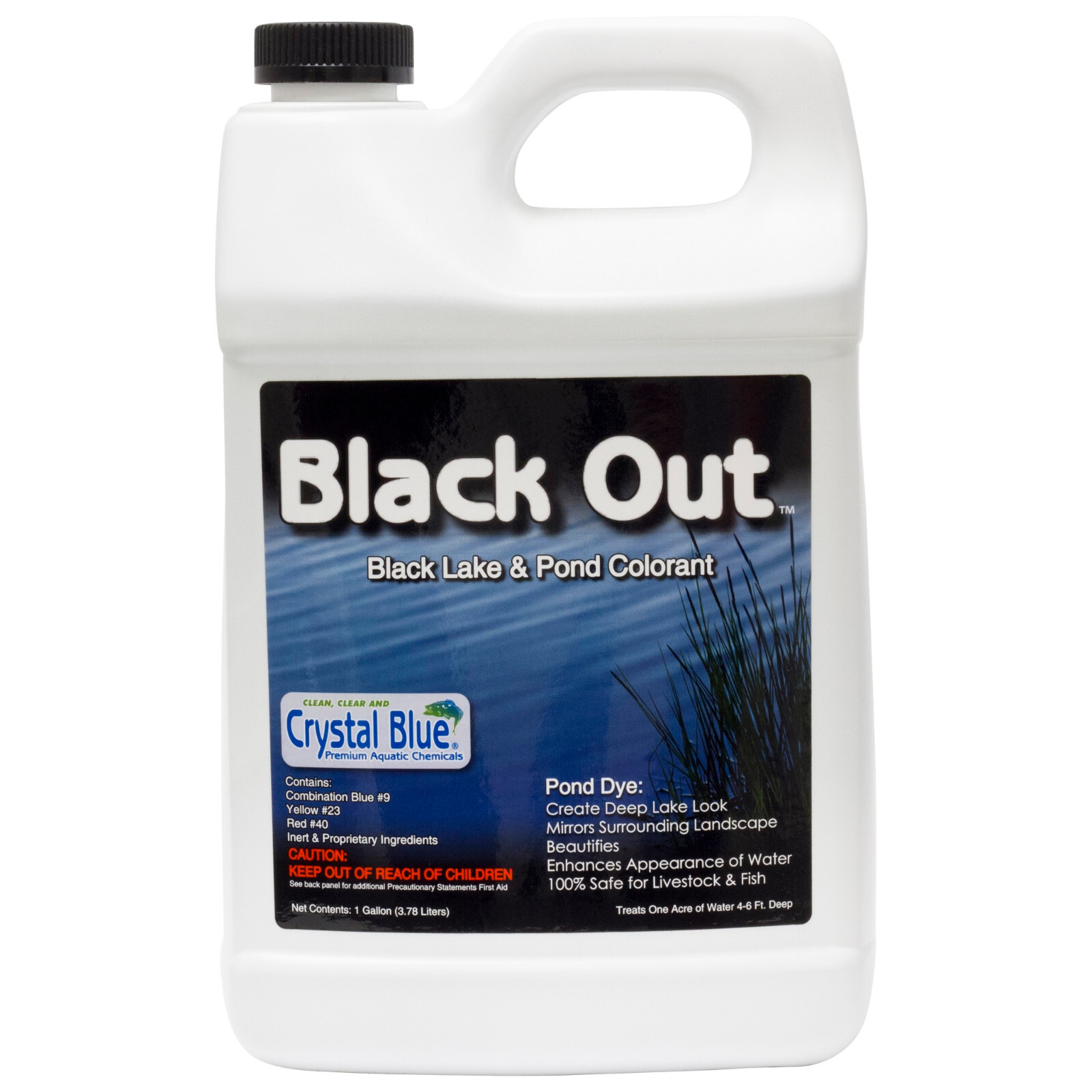 Crystal Blue Black Out Black Lake Pond Colorant 1GL Enhances Appearance of Water