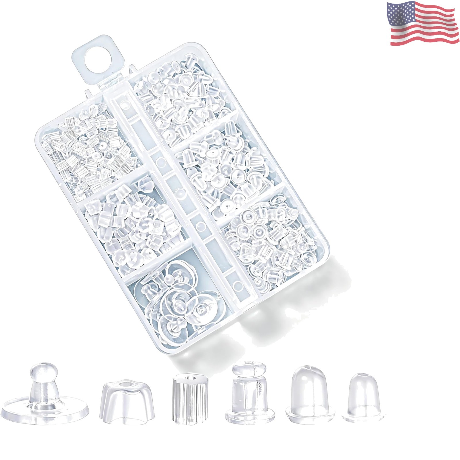 6 Styles 600Pcs Silicone Earring Backs, Clear Soft Plastic Rubber Earring Bac...