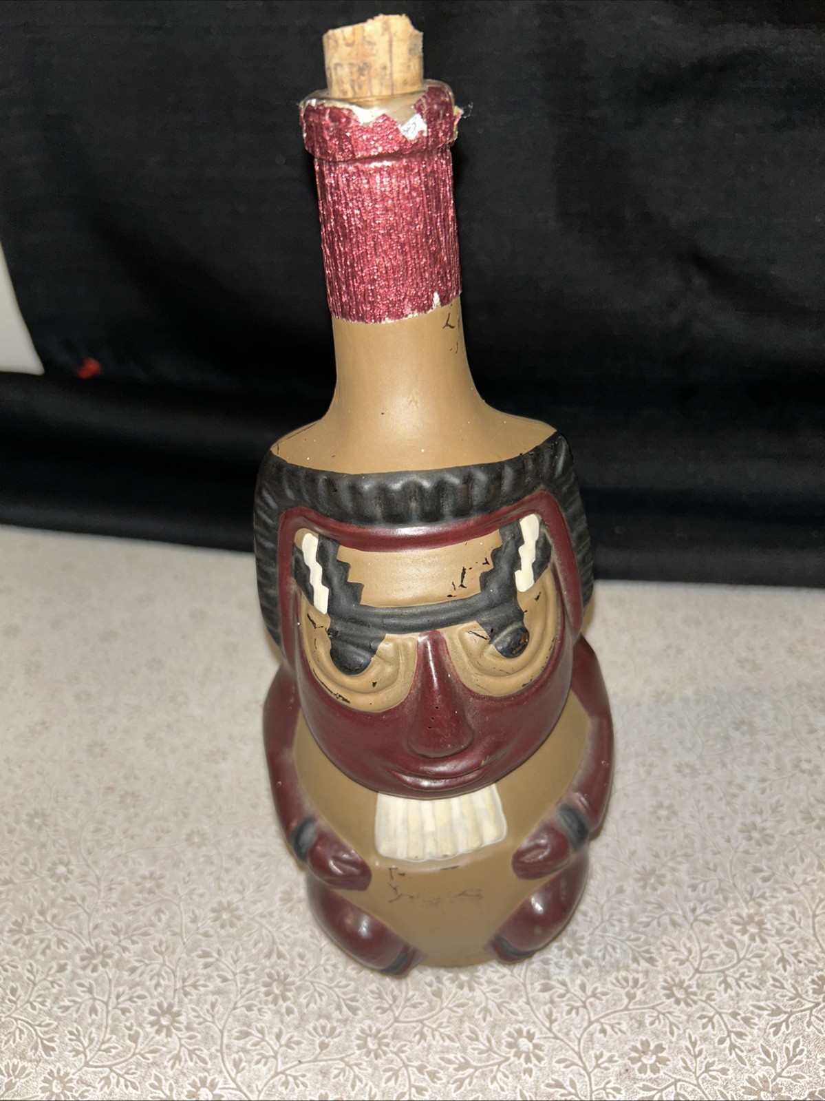 Vintage Liquor Bottle From Peru Designed In The Shape Of A Seated Inca Figure