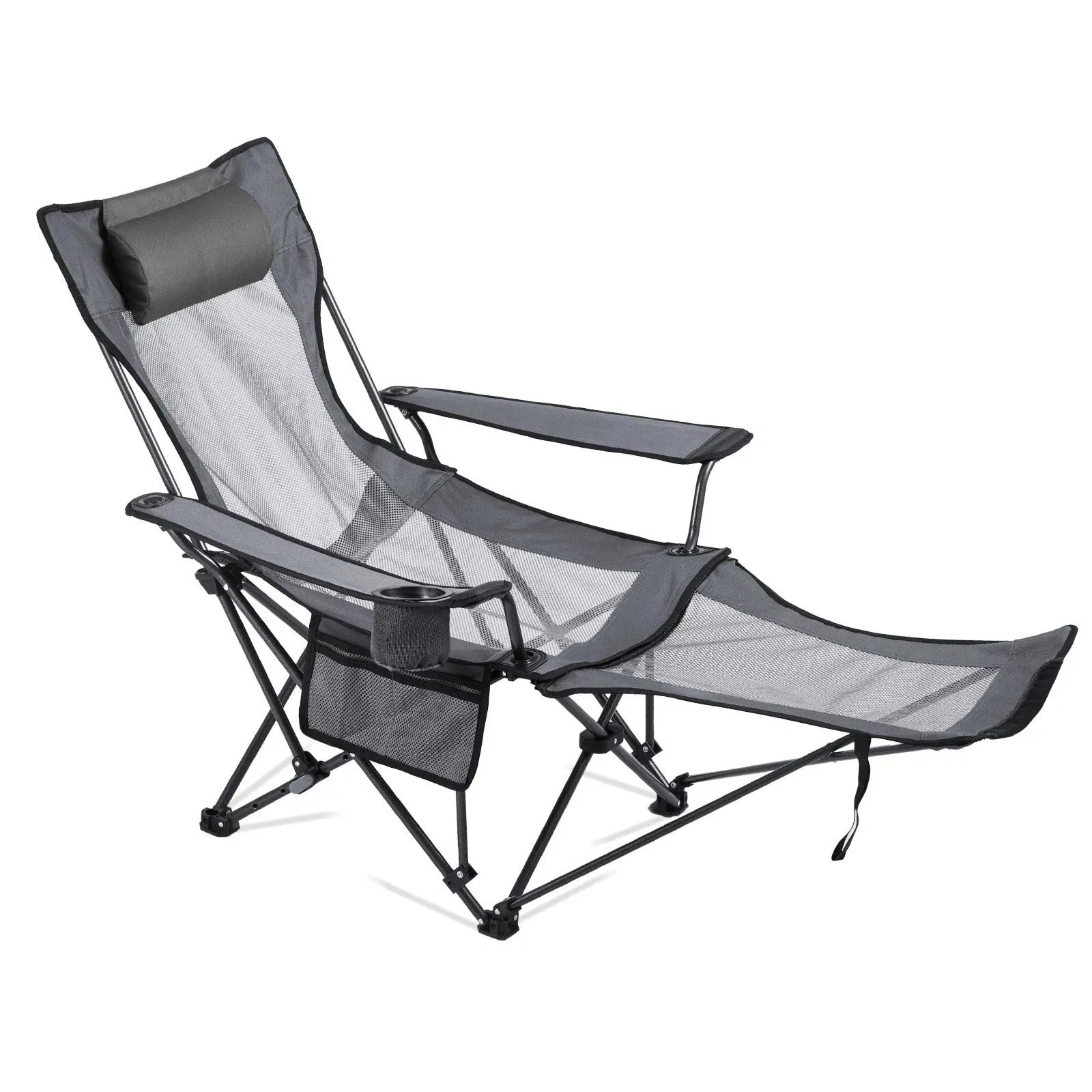 Reclining Camping Chair, 4 Adjustable Positions, Portable Folding Lounger