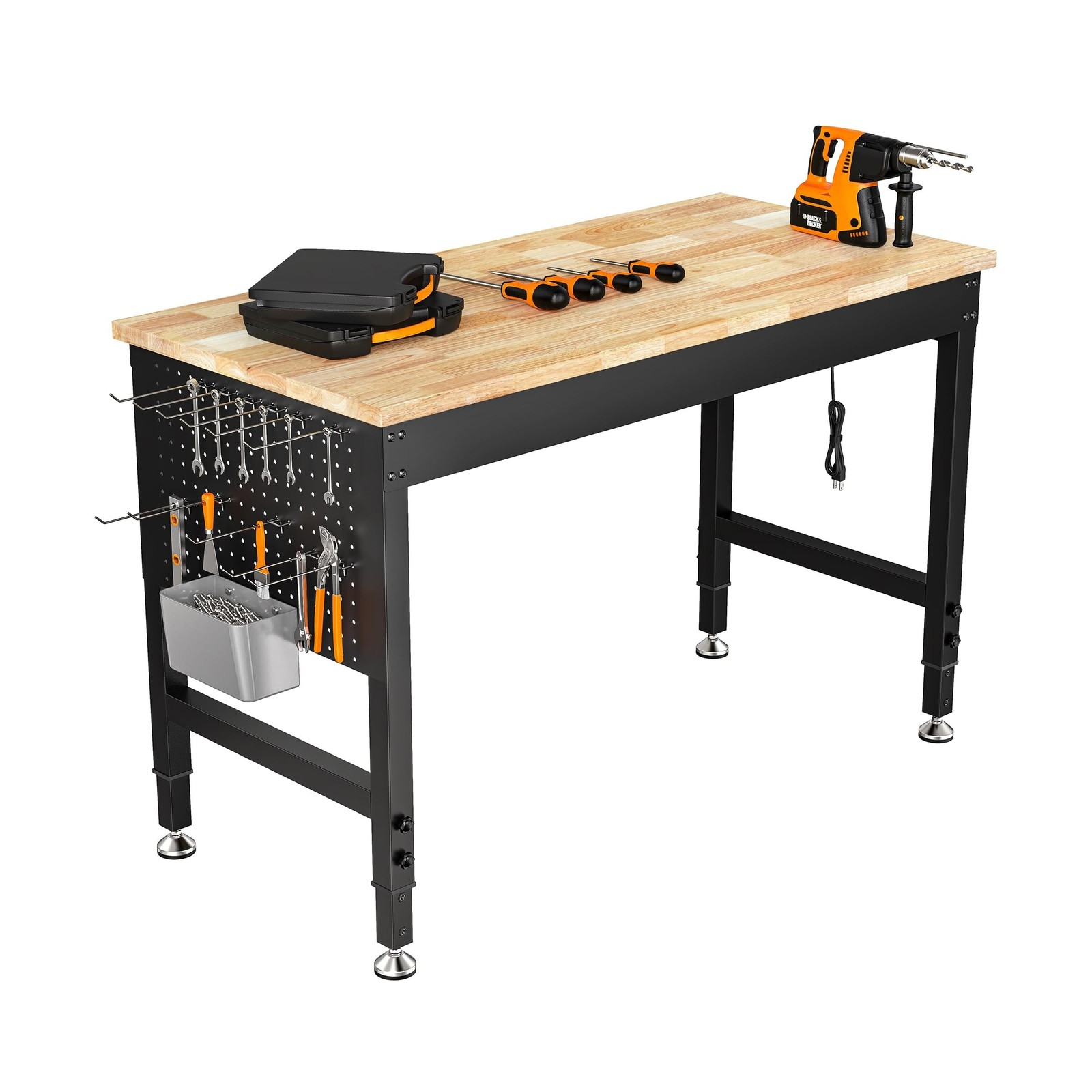 CAMMOO 47.64" Adjustable Heavy Duty Workbench, 2000 LBS Load Capacity Rubber ...