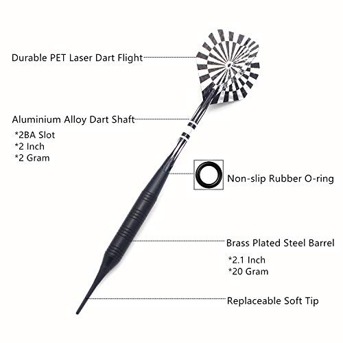 Soft Tip Darts Set for Electronic Dart Board 22g Plastic Tip Darts Set with