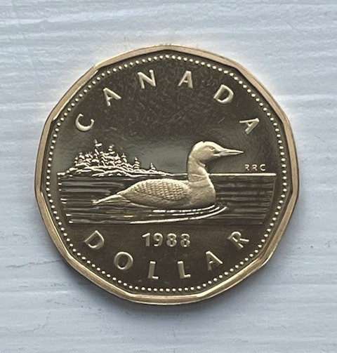 CANADA 1988 Uncirculated Loon Loonie $1 One Dollar plucked from Mint Set BU UNC
