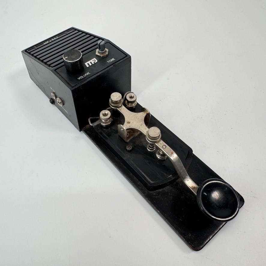 MFJ-557 Code Oscillator w/ Morse Code Telegraph Key on Metal Base