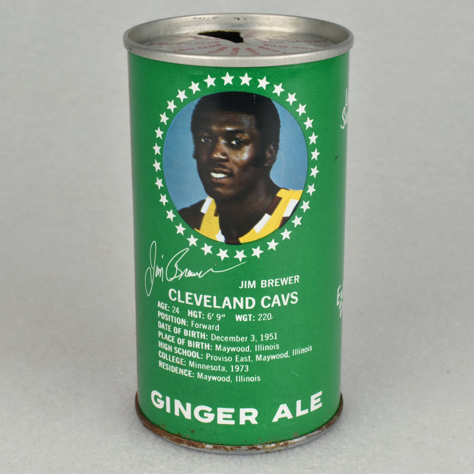 VTG 1970s Cotton Club Ginger Ale Soda Pop Can Steel Cleveland OH Jim Brewer Cavs