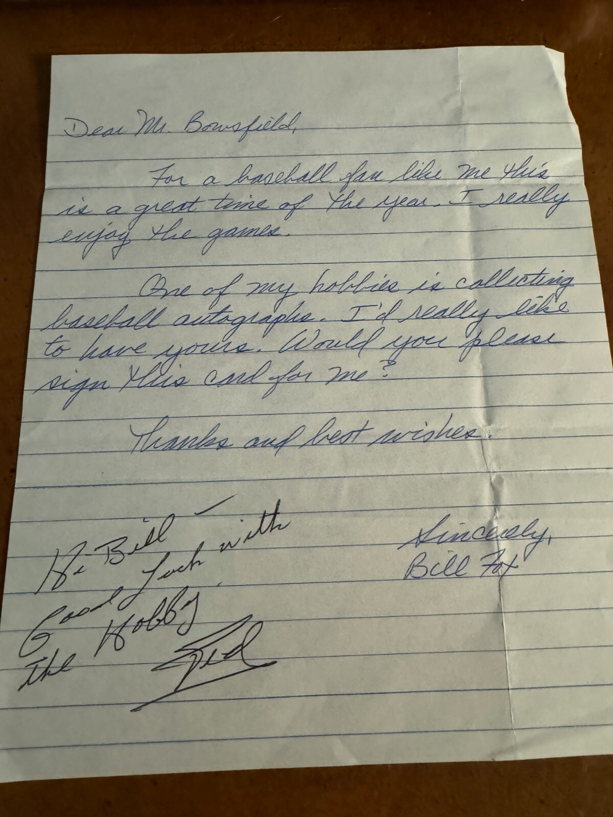 Ted Bowsfield Autographed Signed Baseball Letter with Note Boston Red Sox
