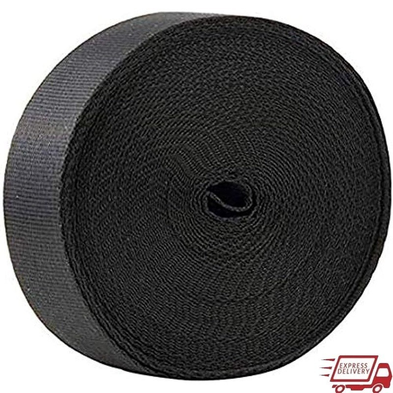 Nylon Black Webbing Strap 1 Inch Wide 10 Yards Durable Machine Washable Trailer