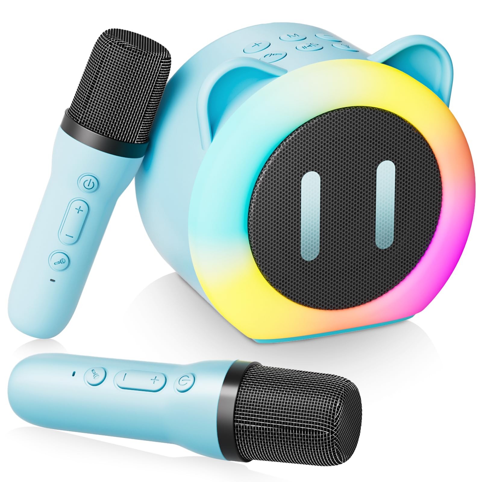 Mini Karaoke Machine for Kids Adults，Portable Karaoke Speaker with 2 Wireless...