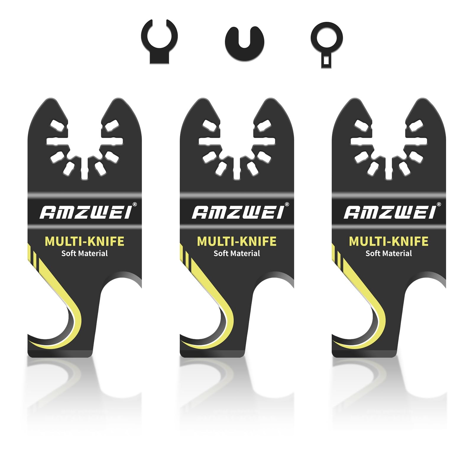 AMZWEI 3PCS Hook Knife Oscillating Multi Tool Blade, Hook Push Pull Scraper S...