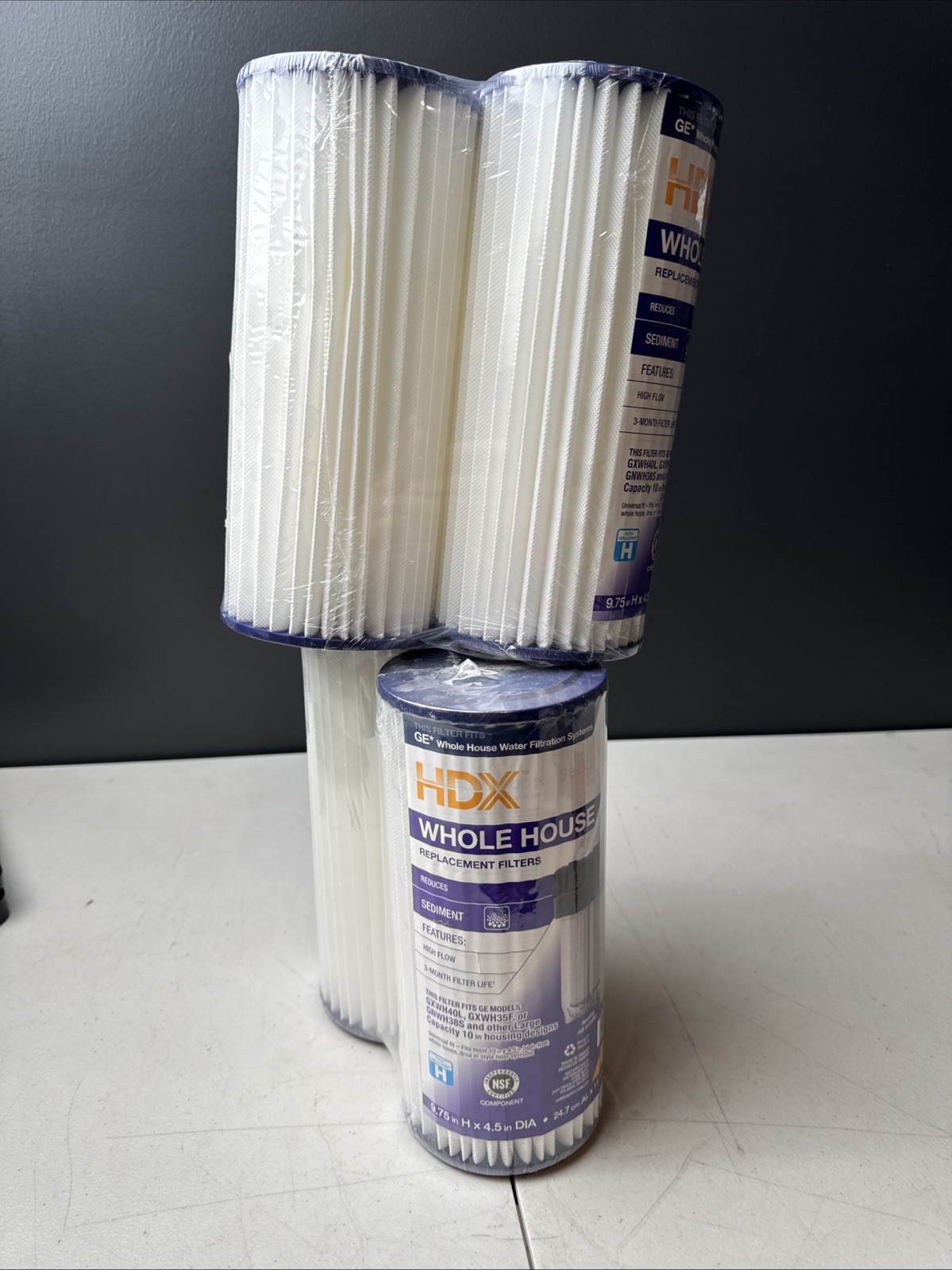 4-Pack HDX GE Whole House Water Filters GXWH40L GXWH35F GNWH38S 10 Inch