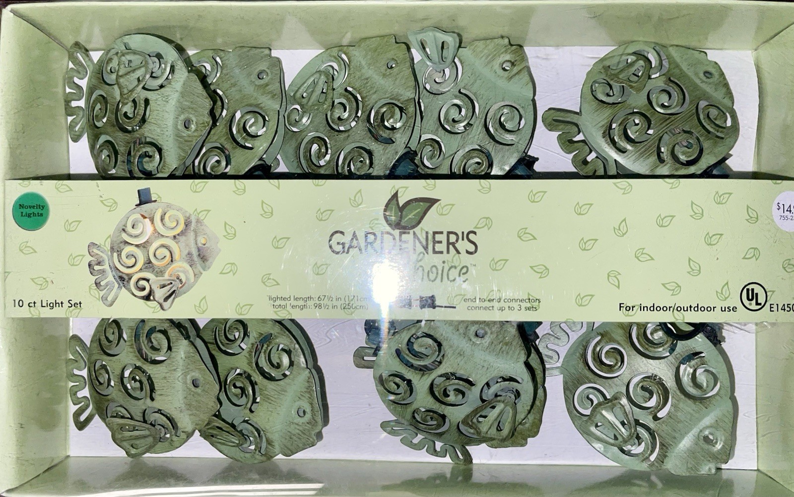 Gardener’s Choice Indoor/Outdoor Metal Fish String Lights: 98” End-to-End.
