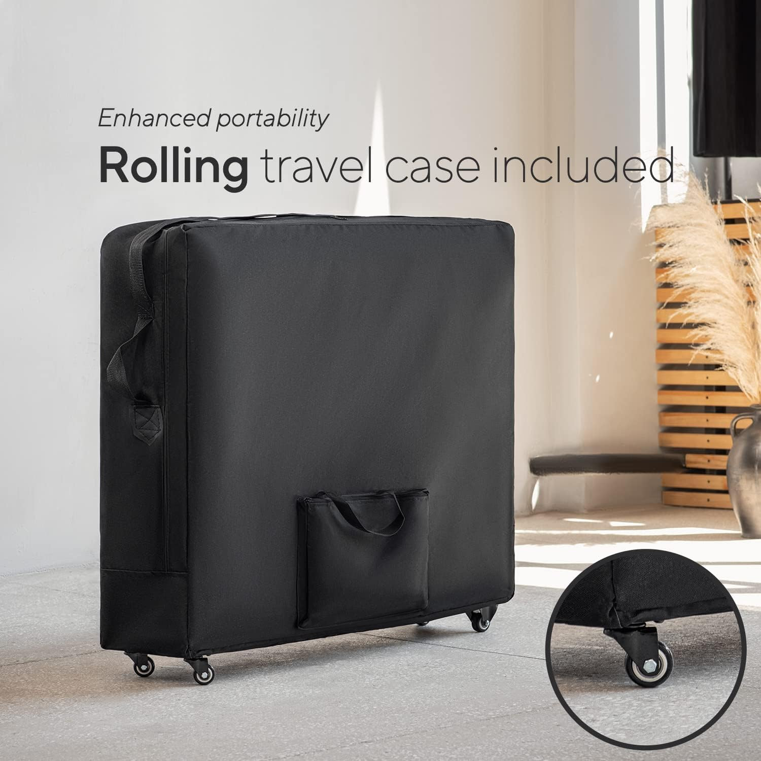 Premium Memory Foam Massage Table - Rolling Travel Case, Washable Sheets, Thicke