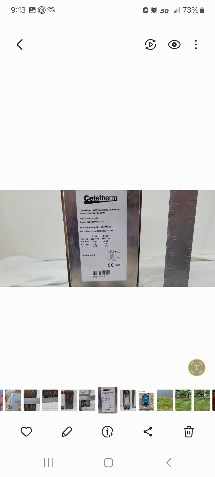 Cetetherm Heat exchanger 16671048