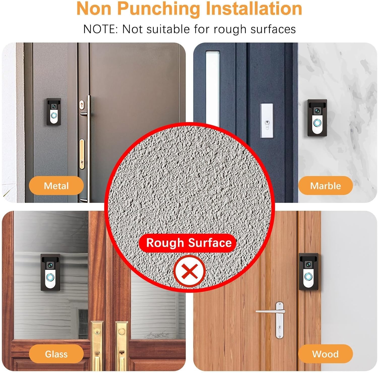 No Drill Adhesive Mount for Ring/Blink Video Doorbells - Effortless Security