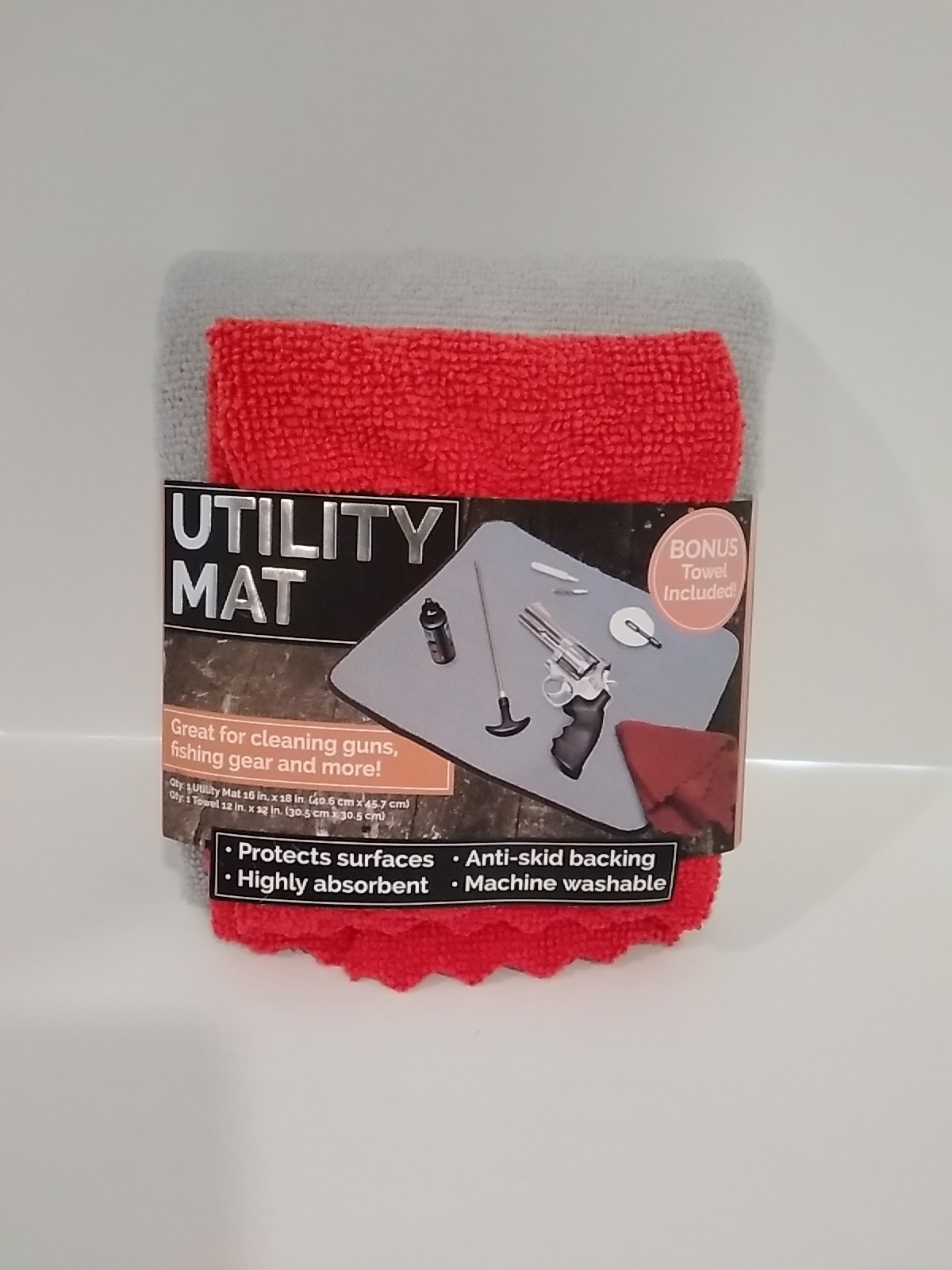 Cloth Utility Mat w/ Bonus Towel For Cleaning Guns, Fishing Gear & More 16X18"