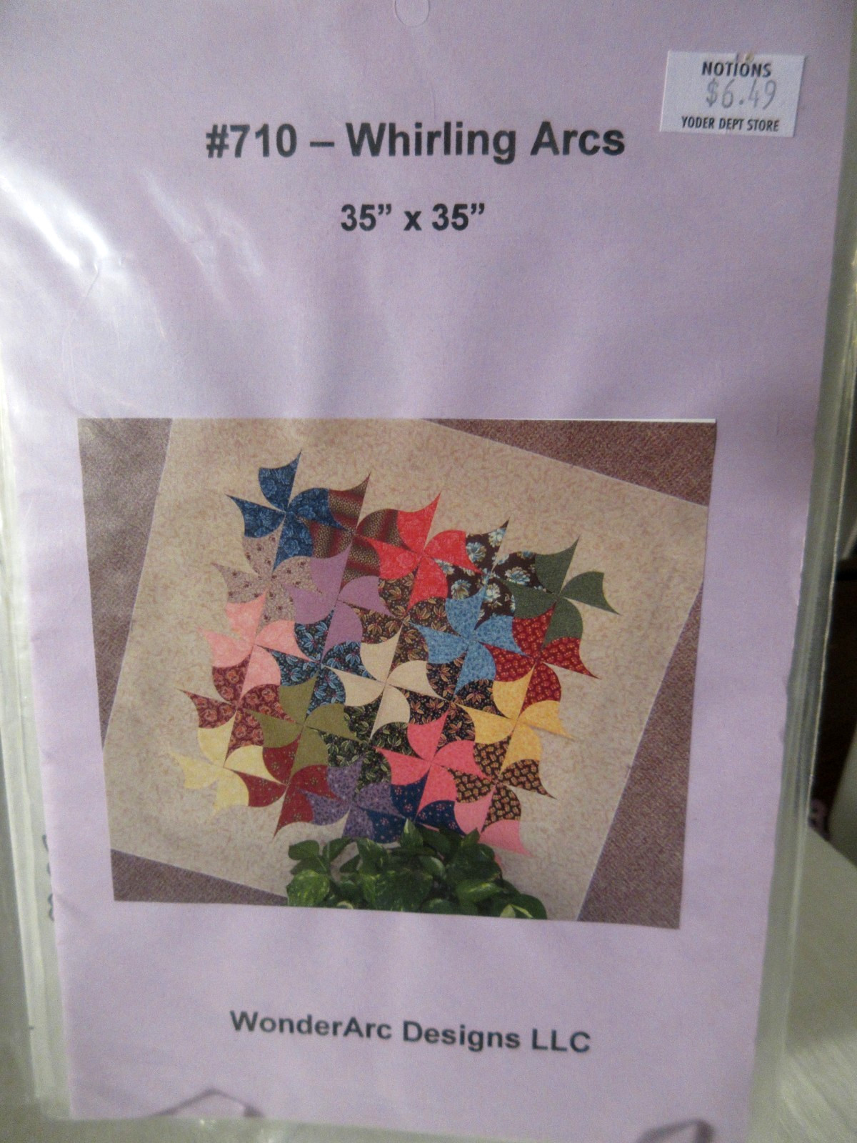 WonderArc Designs WHIRLING ARCS Quilt Pattern #710 35 x 35"