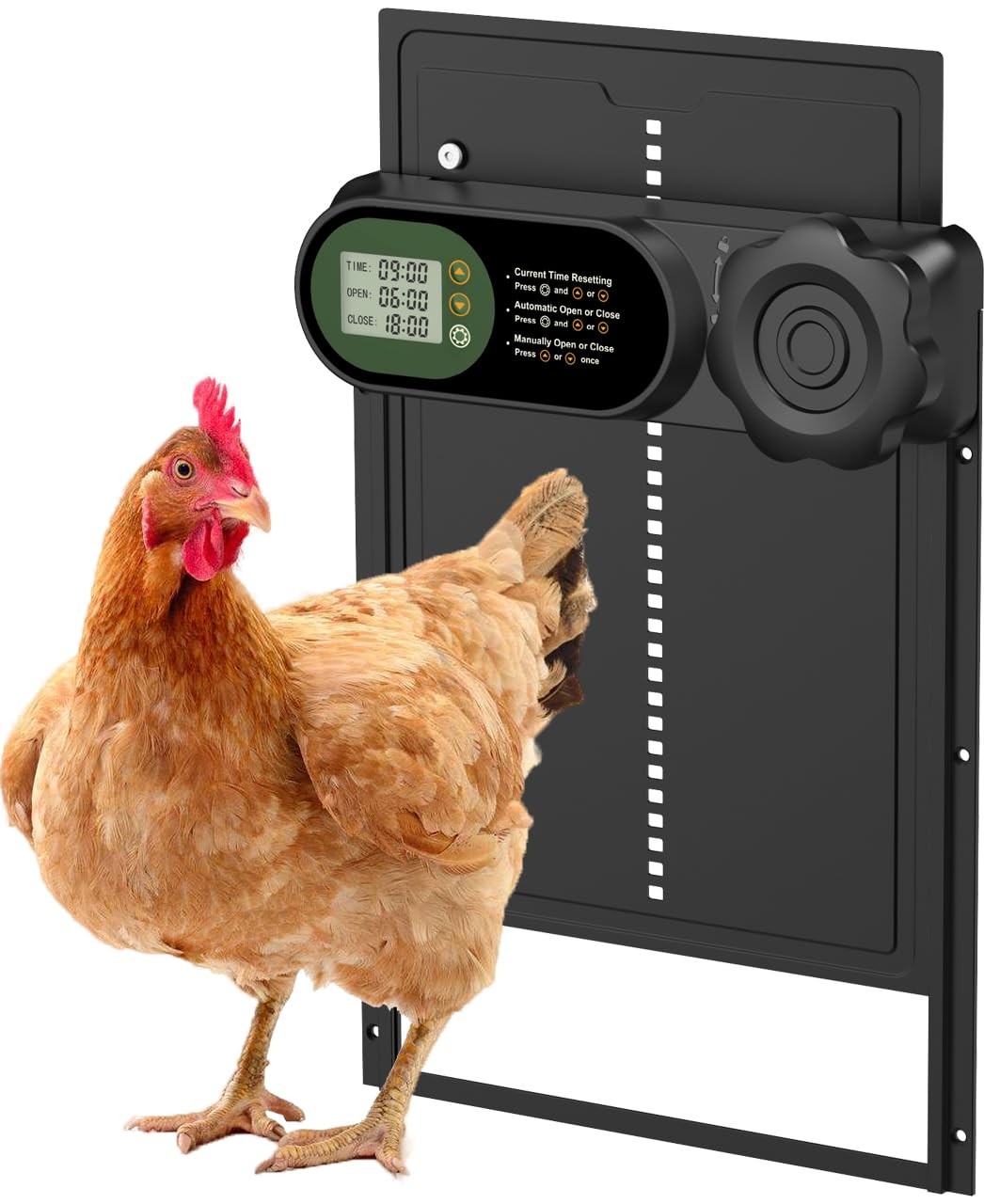Automatic Chicken Coop Door, Battery Powered, LCD, Anti~Pinch, Waterproof