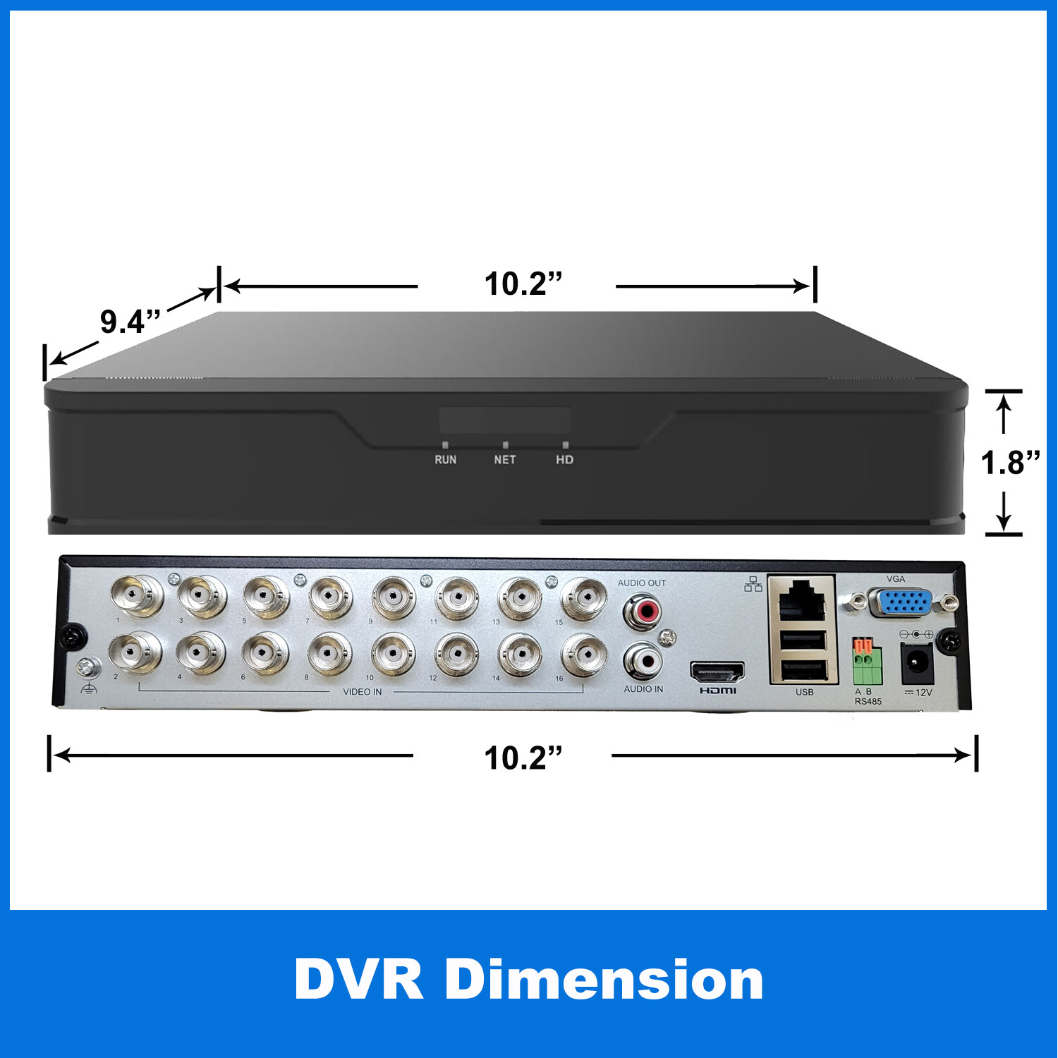 1PV DVR NVR 16 Channel 1080P HD TVI/CVI/AHD/Analog/3TB HDD