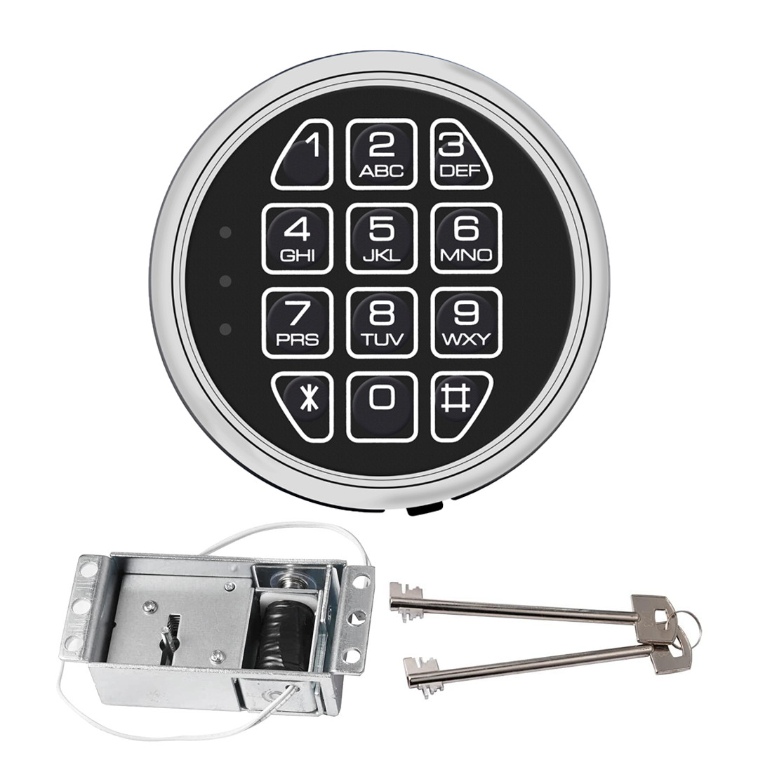 SAFE ELECTRONIC LOCK SOLENOID LOCK & 2 OVERRIDE KEY W/ CHROME KEYPAD