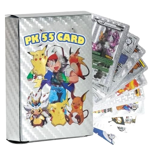 Pokemon Card Foil Silver  PACK CARDS 55 Per Box Common Cards Style .