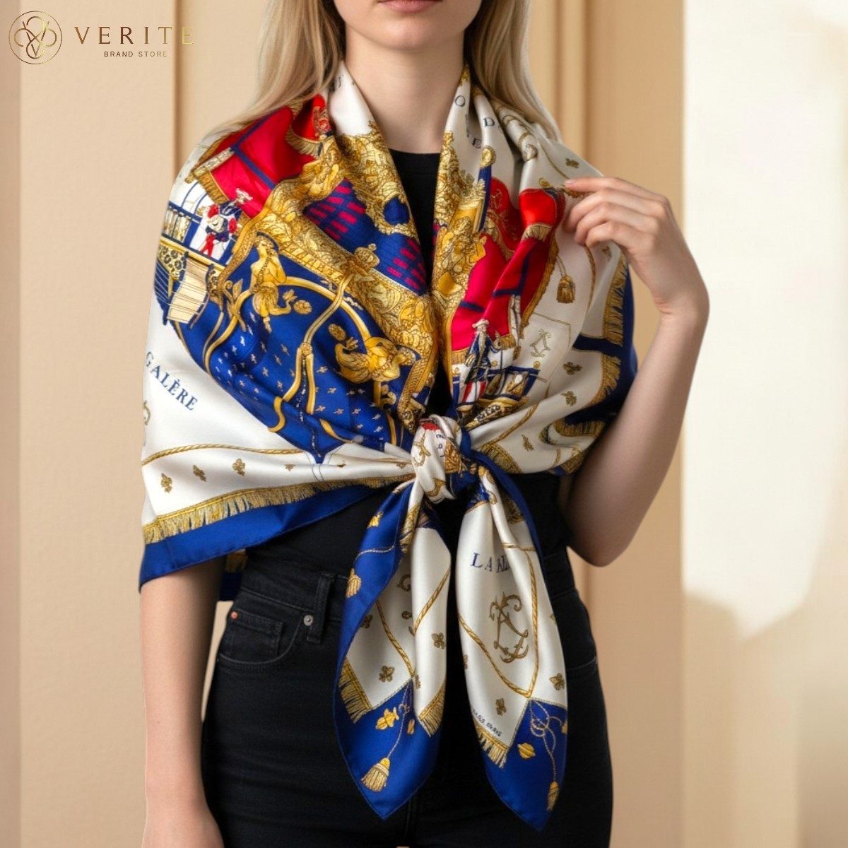 RARE VINTAGE HERMES Silk Scarf "VUE DU CARROSSE DE LA GALERE LA REALE" Carre 90