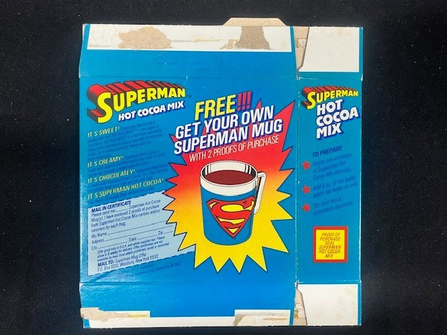 1983 SUPERMAN Hot Cocoa Mix Box 9" x 9" from HJ Heinz Company (Box Only NO Mix)