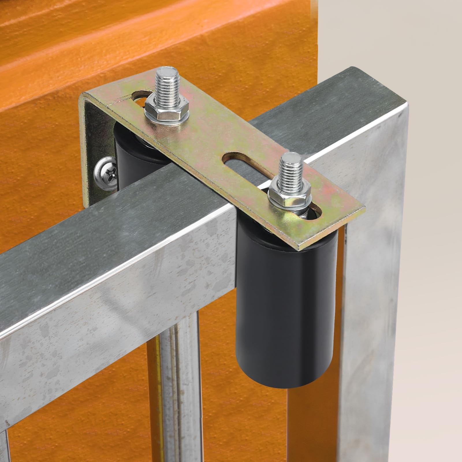 Gate Roller Guide,Sliding Hardware with L-Sliding 1 Pack, Black
