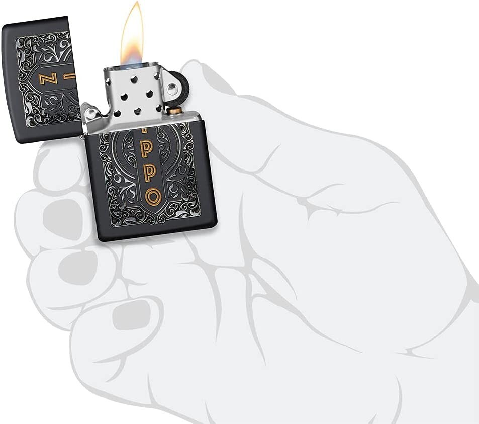Zippo Logo Design Black Matte 49535