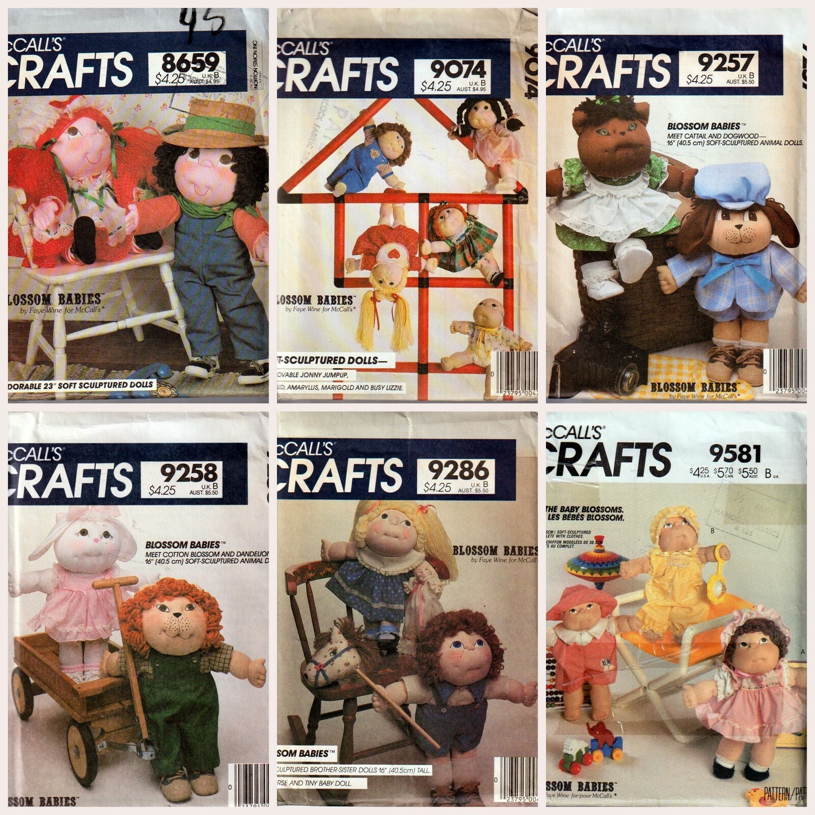 McCalls Doll and Doll Clothes Pattern Blossom Babies Soft Sculptured OOP U PICK