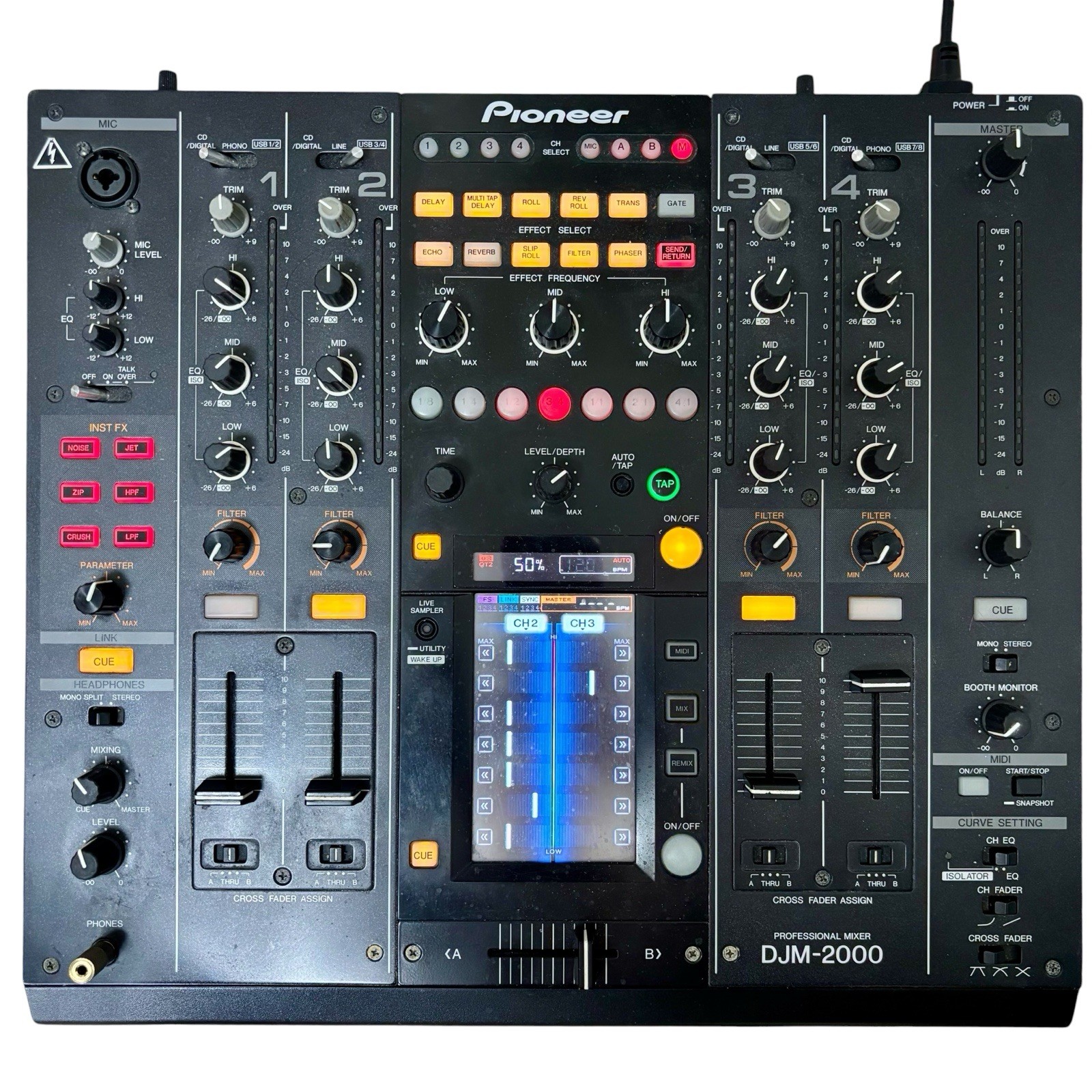Pioneer DJM-2000 Professional DJ Mixer 4 Channel +Dust Cover +Power Cord WORKING
