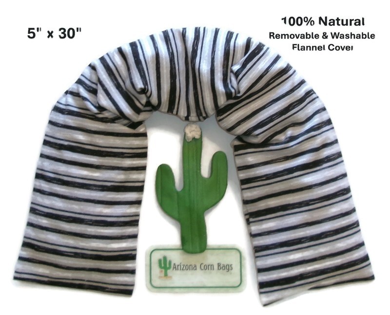 X-Long CORN Heating Bag w/WASHABLE Cover~5"x30"~ Neck & Shoulders-100% Natural