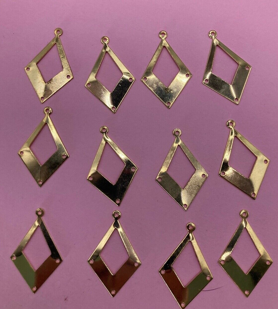 NIP Earring Findings, GP Non-Tarnish Chandelier 3+1 Hole, PKG 12