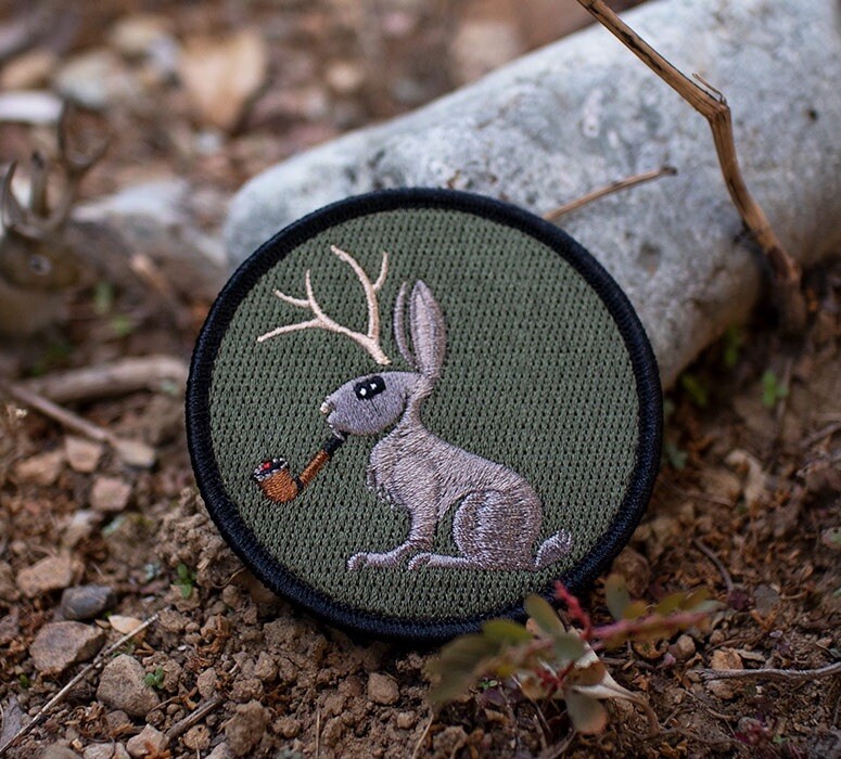 🐇 CONFIDENT JACKALOPE Embroidered Patch Hook/Loop Back BUSHCRAFT The Edge PDW