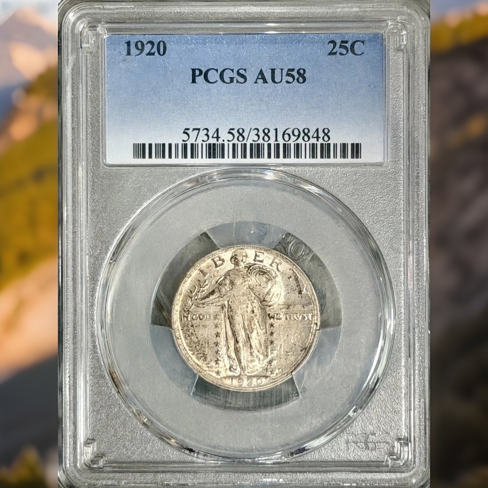 1920 25c Standing liberty Quarter PCGS AU-58
