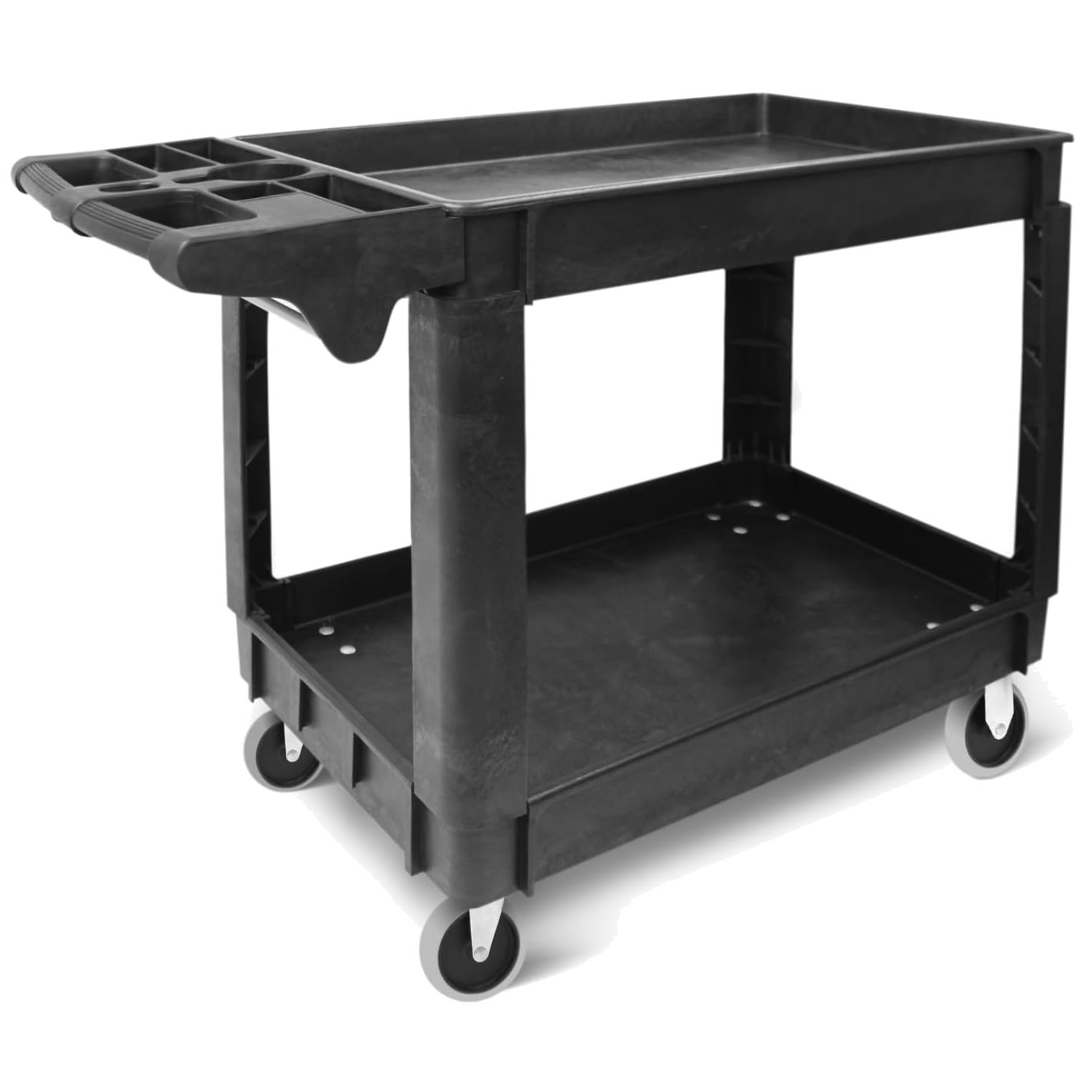 Lightweight 2-Tray Utility Cart - 500 lb Capacity with Smooth Mobility Wheels
