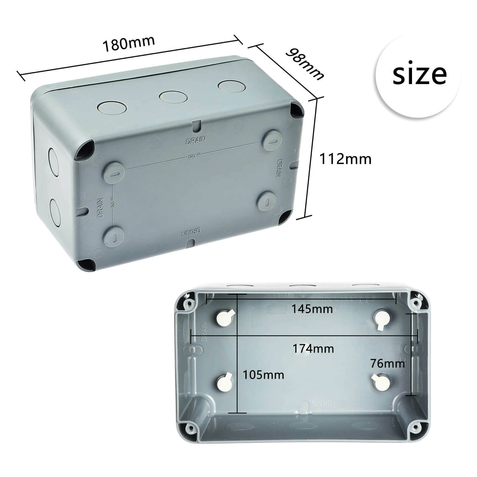 Outdoor Large Project Junction Box Waterproof Plastic Electrical Enclosure Gray