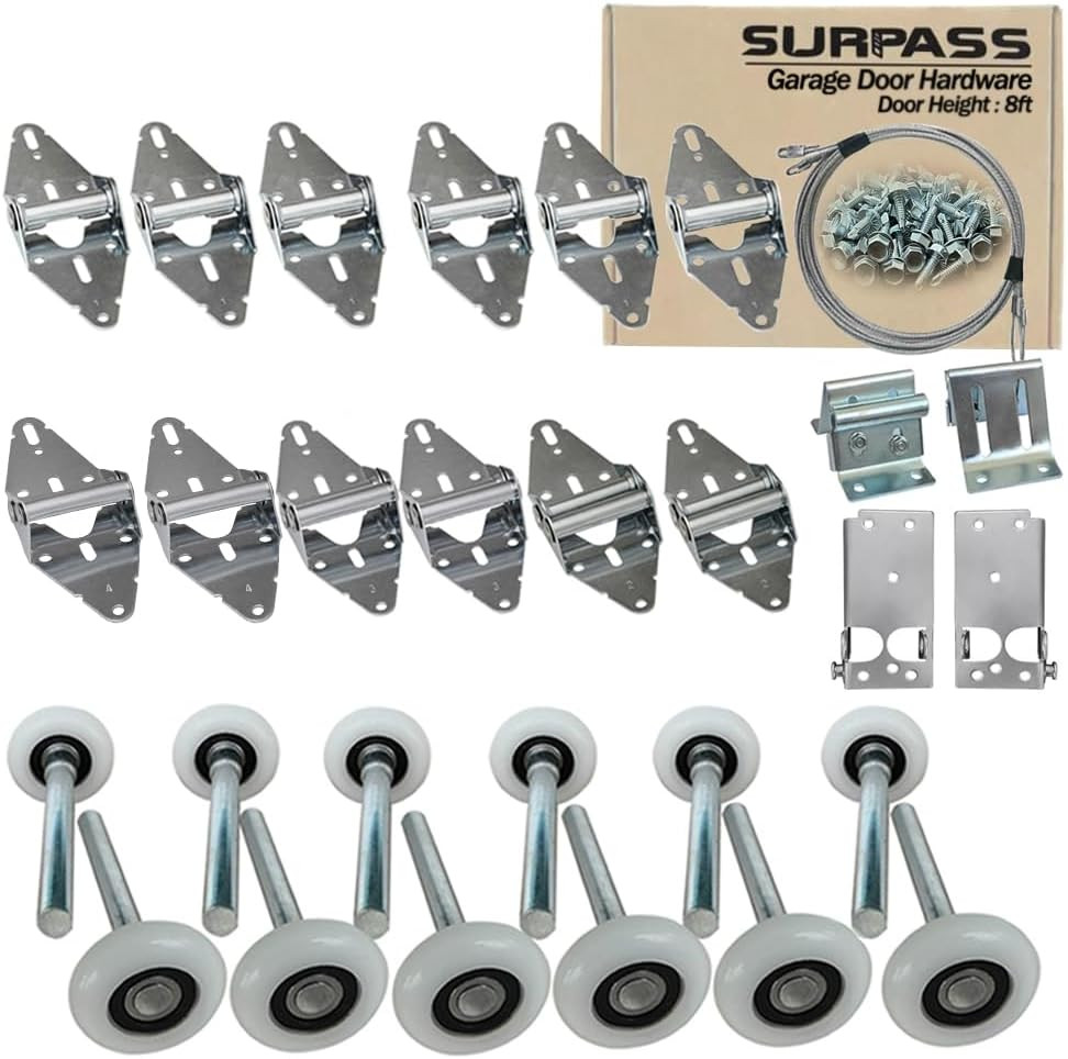 Garage Door Hardware Kit Roller/Hinge/Top Bracket/Wire Rope (For 8' Height Garag