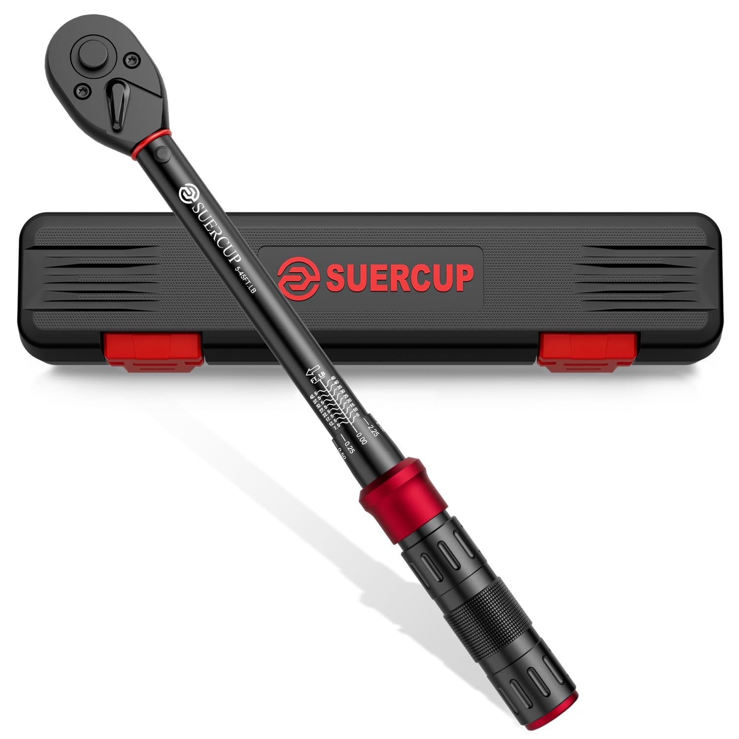 Adjustable 3/8" Drive Click Torque Wrench 5-45 Ft-Lb, 72 Tooth Dual-Direction To
