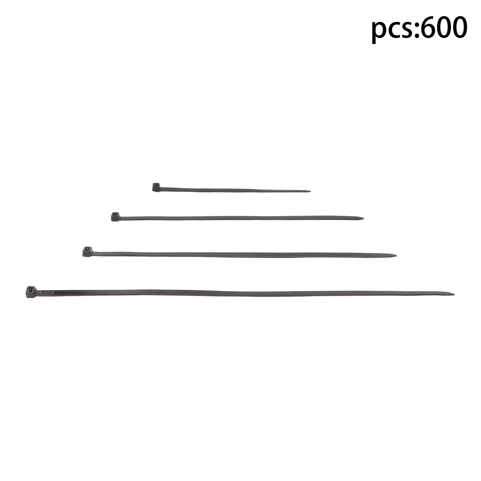 600 Pcs Self-locking Cable Ties Heavy Duty Assorted Sizes 8"+12"+14"+18" Nylon